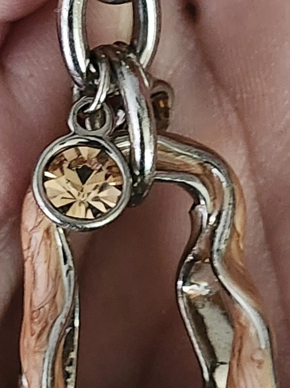 Alexander Kalifano Amber & Clear Crystal-Accented Brown Enameled Purse Keychain